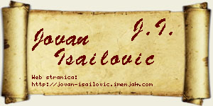 Jovan Isailović vizit kartica